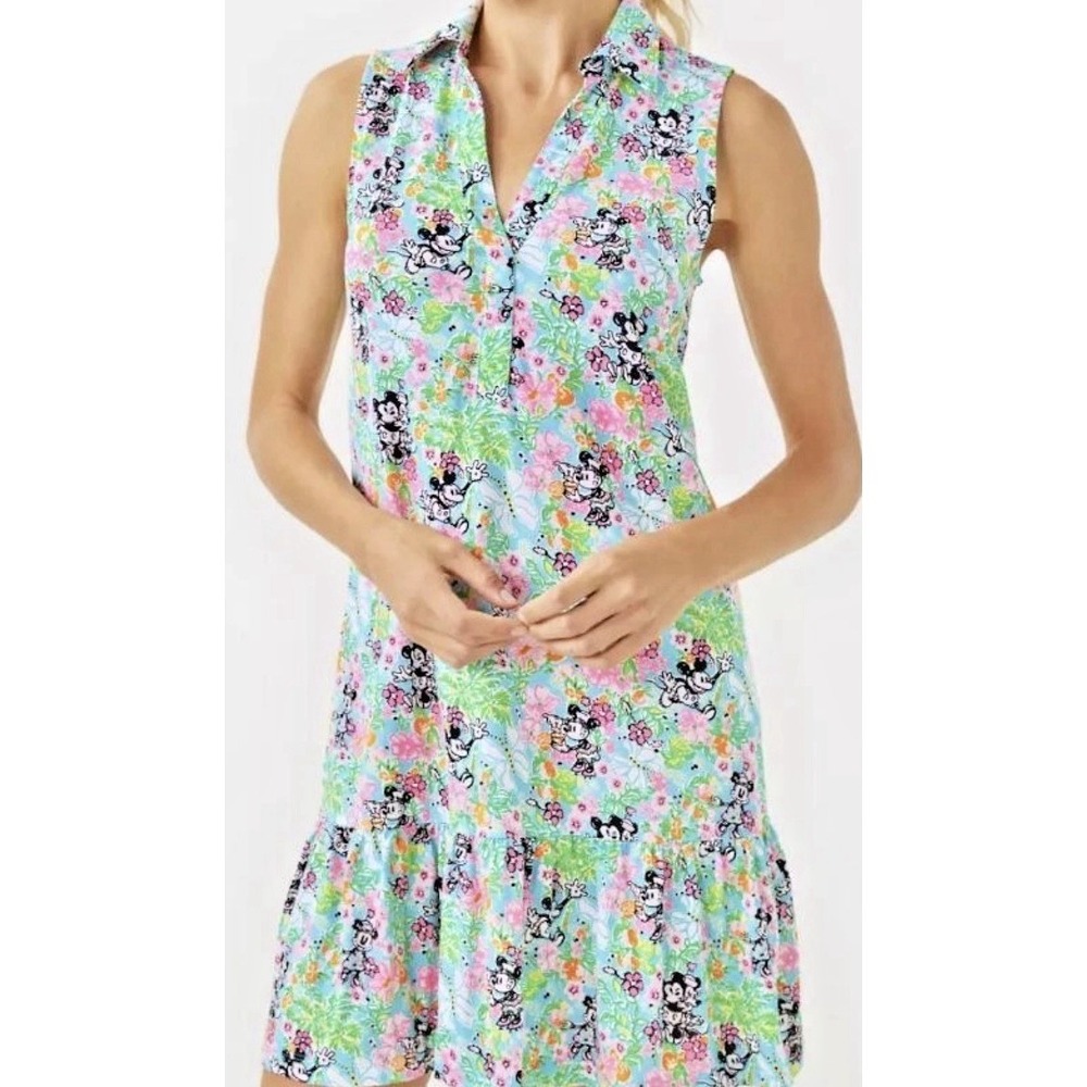 Disney Lilly Pulitzer Lilly Hearts Riegan Dress XS Minnie Mickey Mouse Floral